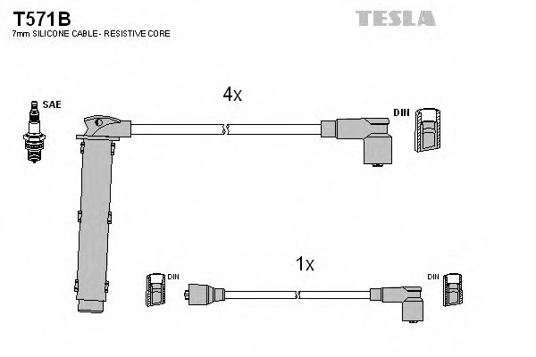 TESLA T571B Комплект проводов зажигания для ROVER 400 (Ровер 400) TESLA T571B Комплект проводов зажигания для ROVER 400 (Ровер 400)