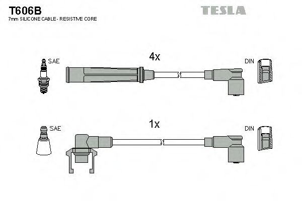 TESLA T606B Комплект проводов зажигания для VOLVO 340-360 (Вольво 340-360) TESLA T606B Комплект проводов зажигания для VOLVO 340-360 (Вольво 340-360)