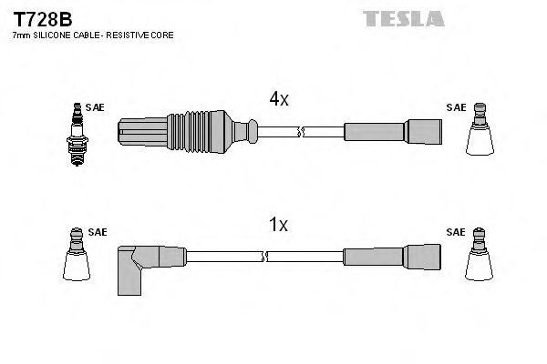 TESLA T728B Комплект проводов зажигания для PEUGEOT 205 II (Пежо 205 2) TESLA T728B Комплект проводов зажигания для PEUGEOT 205 II (Пежо 205 2)