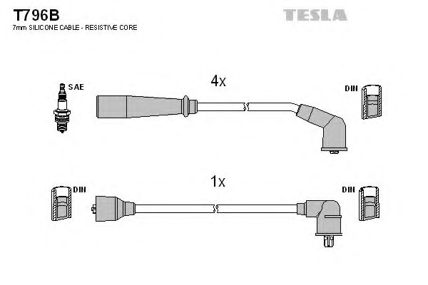TESLA T796B Комплект проводов зажигания для KIA MENTOR (Киа Мэнтор) TESLA T796B Комплект проводов зажигания для KIA MENTOR (Киа Мэнтор)