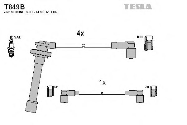 TESLA T849B Комплект проводов зажигания для NISSAN PRIMERA (Ниссан Примера) TESLA T849B Комплект проводов зажигания для NISSAN PRIMERA (Ниссан Примера)