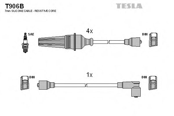TESLA T906B Комплект проводов зажигания для PEUGEOT 205 II (Пежо 205 2) TESLA T906B Комплект проводов зажигания для PEUGEOT 205 II (Пежо 205 2)