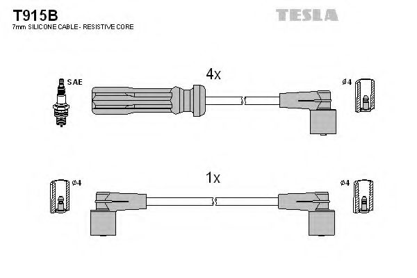TESLA T915B Комплект проводов зажигания для VOLVO 960 (Вольво 960) TESLA T915B Комплект проводов зажигания для VOLVO 960 (Вольво 960)