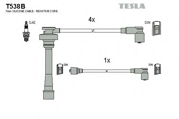 TESLA T538B Комплект проводов зажигания для MITSUBISHI COLT/RODEO (Митсубиши/митсубиси Cолт/родэо) TESLA T538B Комплект проводов зажигания для MITSUBISHI COLT/RODEO (Митсубиши/митсубиси Cолт/родэо)