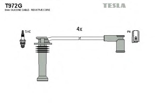 TESLA T972G Комплект проводов зажигания для FORD (Форд) TESLA T972G Комплект проводов зажигания для FORD (Форд)