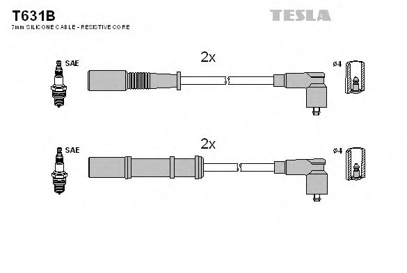 TESLA T631B Комплект проводов зажигания для FIAT 500 C (Фиат 500 c) TESLA T631B Комплект проводов зажигания для FIAT 500 C (Фиат 500 c)