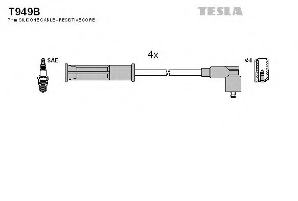 TESLA T949B Комплект проводов зажигания для RENAULT MEGANE I (Рено Меган 1) TESLA T949B Комплект проводов зажигания для RENAULT MEGANE I (Рено Меган 1)