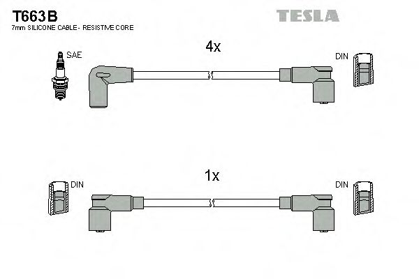 TESLA T663B Комплект проводов зажигания для ROVER (Ровер) TESLA T663B Комплект проводов зажигания для ROVER (Ровер)