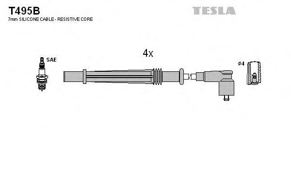 TESLA T495B Комплект проводов зажигания для DACIA SANDERO (Дача Сандэро) TESLA T495B Комплект проводов зажигания для DACIA SANDERO (Дача Сандэро)