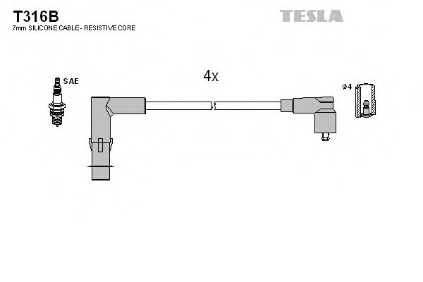 TESLA T316B Комплект проводов зажигания для RENAULT LAGUNA II ER (Рено Лагуна 2 ер) TESLA T316B Комплект проводов зажигания для RENAULT LAGUNA II ER (Рено Лагуна 2 ер)