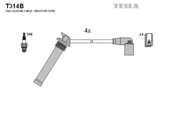 TESLA T314B Комплект проводов зажигания для CHERY (Чери) TESLA T314B Комплект проводов зажигания для CHERY (Чери)
