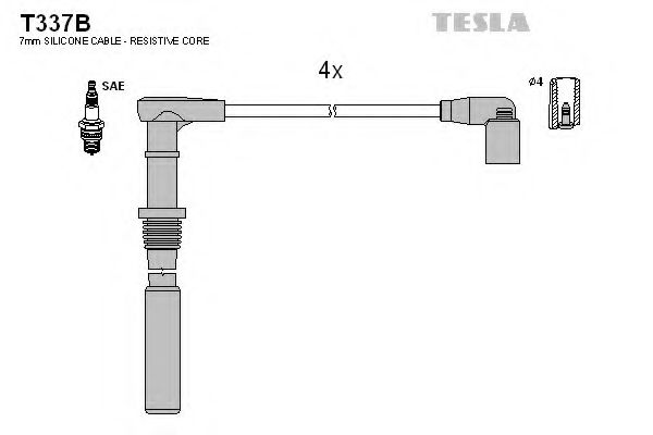 TESLA T337B Комплект проводов зажигания для CHERY (Чери) TESLA T337B Комплект проводов зажигания для CHERY (Чери)