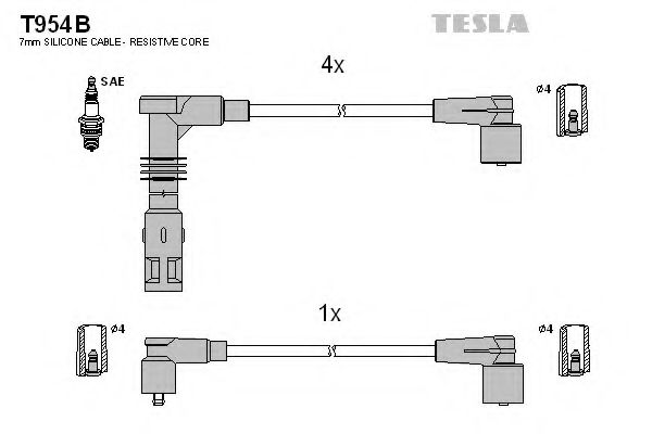 TESLA T954B Комплект проводов зажигания для AUDI A6 (Ауди А6) TESLA T954B Комплект проводов зажигания для AUDI A6 (Ауди А6)