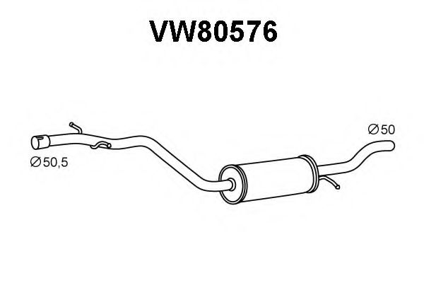 VENEPORTE VW80576 Средний глушитель выхлопных газов 