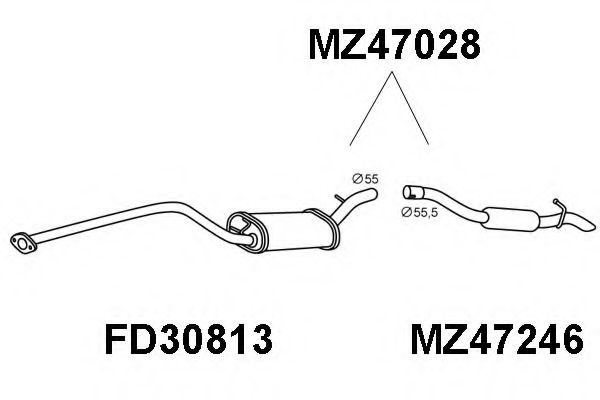 VENEPORTE MZ47028 Глушитель выхлопных газов конечный для MAZDA 3 (Мазда 3) VENEPORTE MZ47028 Глушитель выхлопных газов конечный для MAZDA 3 (Мазда 3)