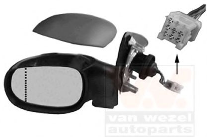 VAN WEZEL 4028807 Наружное зеркало для PEUGEOT 206 (Пежо 206) VAN WEZEL 4028807 Наружное зеркало для PEUGEOT 206 (Пежо 206)