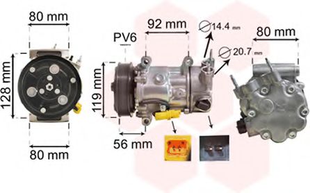 VAN WEZEL 0900K255 Компрессор, кондиционер для PEUGEOT 207 (Пежо 207) VAN WEZEL 0900K255 Компрессор, кондиционер для PEUGEOT 207 (Пежо 207)