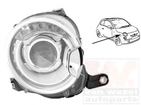 VAN WEZEL 1604986 Основная фара для FIAT 500 C (Фиат 500 c) VAN WEZEL 1604986 Основная фара для FIAT 500 C (Фиат 500 c)