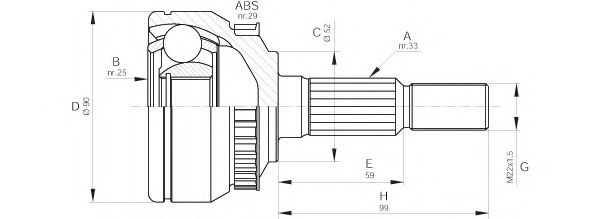OPEN PARTS CVJ5263.10 Шарнирный комплект, приводной вал для SAAB 9-3 (Сааб 9-3) OPEN PARTS CVJ5263.10 Шарнирный комплект, приводной вал для SAAB 9-3 (Сааб 9-3)