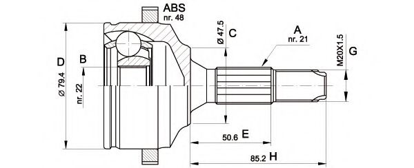 OPEN PARTS CVJ5369.10 Шарнирный комплект, приводной вал для PEUGEOT 206 (Пежо 206) OPEN PARTS CVJ5369.10 Шарнирный комплект, приводной вал для PEUGEOT 206 (Пежо 206)