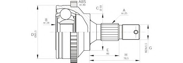 OPEN PARTS CVJ5499.10 Шарнирный комплект, приводной вал для PEUGEOT 406 (Пежо 406) OPEN PARTS CVJ5499.10 Шарнирный комплект, приводной вал для PEUGEOT 406 (Пежо 406)