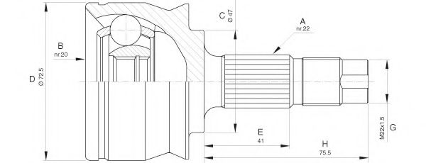 OPEN PARTS CVJ5531.10 Шарнирный комплект, приводной вал для FIAT 500 C (Фиат 500 c) OPEN PARTS CVJ5531.10 Шарнирный комплект, приводной вал для FIAT 500 C (Фиат 500 c)
