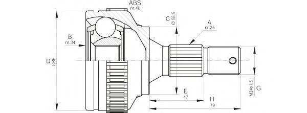 OPEN PARTS CVJ5593.10 Шарнирный комплект, приводной вал для PEUGEOT 308 (Пежо 308) OPEN PARTS CVJ5593.10 Шарнирный комплект, приводной вал для PEUGEOT 308 (Пежо 308)