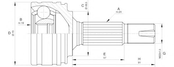 OPEN PARTS CVJ5616.10 Шарнирный комплект, приводной вал для TOYOTA AYGO (Тойота/тоета Аъго)