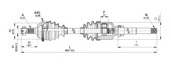 OPEN PARTS DRS6130.00 Приводной вал для PEUGEOT (Пежо) OPEN PARTS DRS6130.00 Приводной вал для PEUGEOT (Пежо)