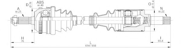 OPEN PARTS DRS6183.00 Приводной вал для PEUGEOT (Пежо) OPEN PARTS DRS6183.00 Приводной вал для PEUGEOT (Пежо)