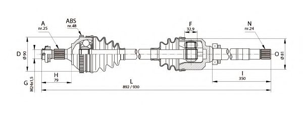OPEN PARTS DRS6217.00 Приводной вал для CITROëN (Cитроëн) OPEN PARTS DRS6217.00 Приводной вал для CITROëN (Cитроëн)