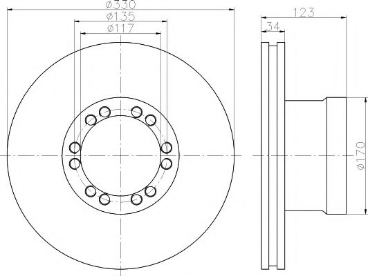 TEXTAR 93187700 Тормозной диск для DAF LF 45 (Даф Лф 45) TEXTAR 93187700 Тормозной диск для DAF LF 45 (Даф Лф 45)