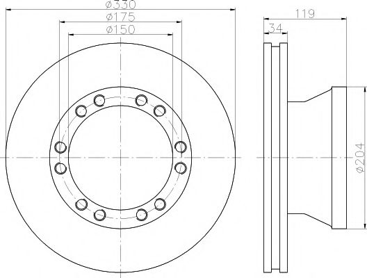 TEXTAR 93187800 Тормозной диск для DAF LF 45 (Даф Лф 45) TEXTAR 93187800 Тормозной диск для DAF LF 45 (Даф Лф 45)