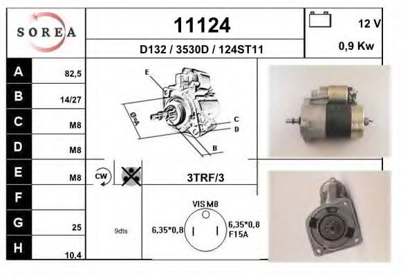 EAI 11124 Стартер для VOLKSWAGEN CORSAR (Фольксваген Cорсар) EAI 11124 Стартер для VOLKSWAGEN CORSAR (Фольксваген Cорсар)