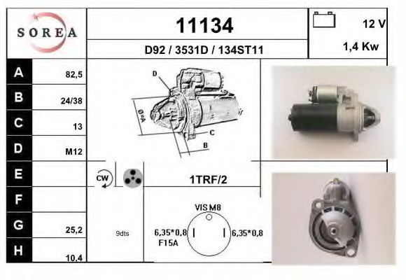 EAI 11134 Стартер для AUDI 100 (Ауди 100) EAI 11134 Стартер для AUDI 100 (Ауди 100)