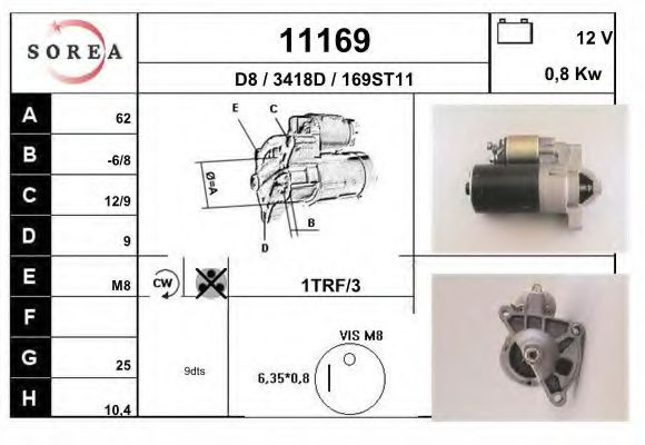 EAI 11169 Стартер для PEUGEOT 205 II (Пежо 205 2) EAI 11169 Стартер для PEUGEOT 205 II (Пежо 205 2)