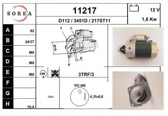 EAI 11217 Стартер для SEAT (Сеат) EAI 11217 Стартер для SEAT (Сеат)