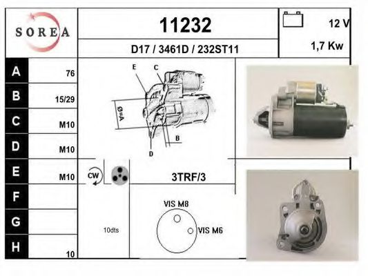 EAI 11232 Стартер для FORD FIESTA (Форд Фиэста) EAI 11232 Стартер для FORD FIESTA (Форд Фиэста)