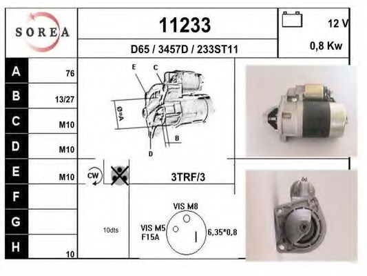 EAI 11233 Стартер для FORD FIESTA (Форд Фиэста) EAI 11233 Стартер для FORD FIESTA (Форд Фиэста)