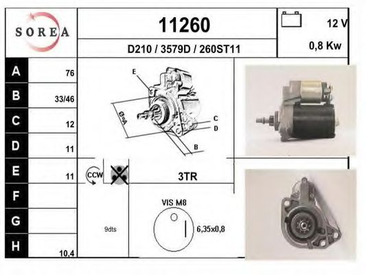 EAI 11260 Стартер для VOLKSWAGEN SCIROCCO (Фольксваген Сcироccо) EAI 11260 Стартер для VOLKSWAGEN SCIROCCO (Фольксваген Сcироccо)