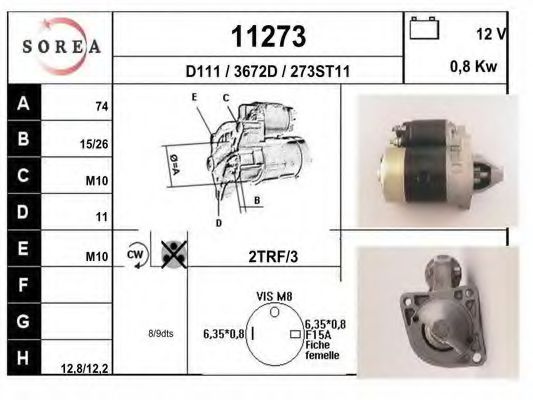 EAI 11273 Стартер для MAZDA 626 II (Мазда 626 2) EAI 11273 Стартер для MAZDA 626 II (Мазда 626 2)