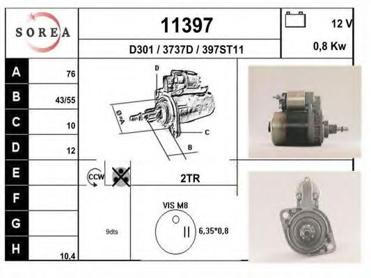 EAI 11397 Стартер для VOLKSWAGEN T3 CARAVELLE (Фольксваген Т3 cараvэллэ) EAI 11397 Стартер для VOLKSWAGEN T3 CARAVELLE (Фольксваген Т3 cараvэллэ)