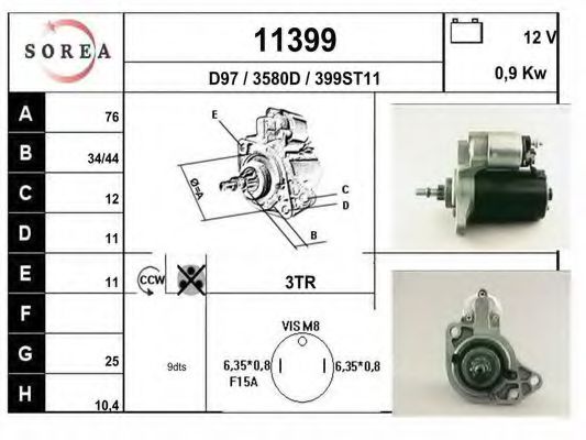EAI 11399 Стартер для SEAT TOLEDO (Сеат Толэдо) EAI 11399 Стартер для SEAT TOLEDO (Сеат Толэдо)