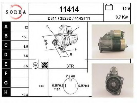 EAI 11414 Стартер для VOLKSWAGEN JETTA I (Фольксваген Жэтта и) EAI 11414 Стартер для VOLKSWAGEN JETTA I (Фольксваген Жэтта и)