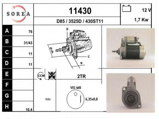 EAI 11430 Стартер для VOLKSWAGEN JETTA I (Фольксваген Жэтта и) EAI 11430 Стартер для VOLKSWAGEN JETTA I (Фольксваген Жэтта и)