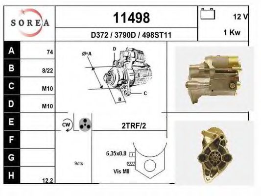 EAI 11498 Стартер для TOYOTA COROLLA SPRINTER (Тойота/тоета Cоролла спринтэр) EAI 11498 Стартер для TOYOTA COROLLA SPRINTER (Тойота/тоета Cоролла спринтэр)
