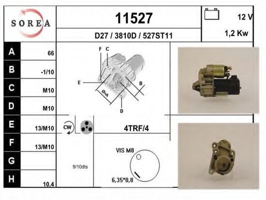 EAI 11527 Стартер для RENAULT SUPER 5 (Рено Супэр 5) EAI 11527 Стартер для RENAULT SUPER 5 (Рено Супэр 5)