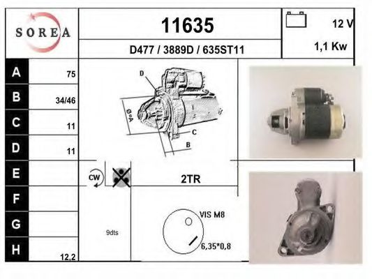 EAI 11635 Стартер для HONDA CRX II (Хонда Cрх 2) EAI 11635 Стартер для HONDA CRX II (Хонда Cрх 2)