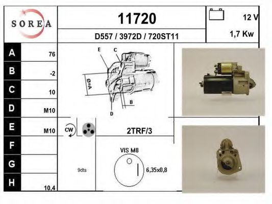EAI 11720 Стартер для VOLVO 960 II (Вольво 960 2) EAI 11720 Стартер для VOLVO 960 II (Вольво 960 2)