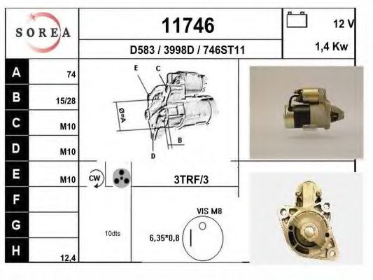 EAI 11746 Стартер для KIA (Киа) EAI 11746 Стартер для KIA (Киа)